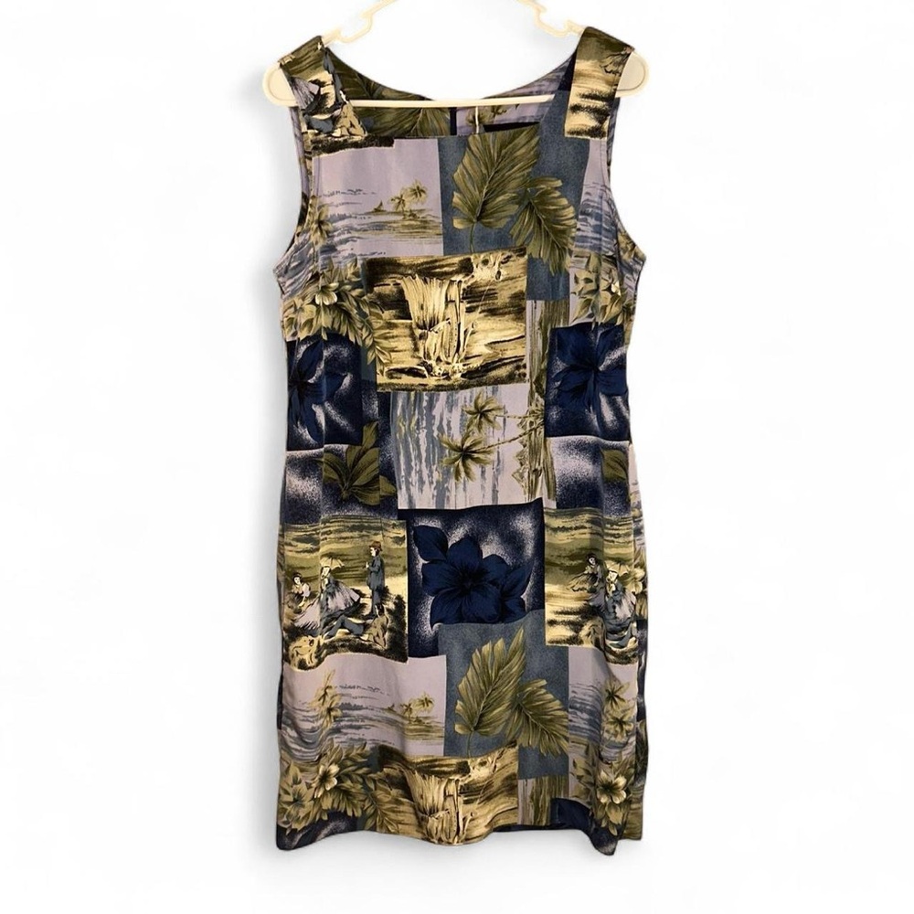 Vintage Connected Apparel Hawaiian Floral Sheath Sleeveless Dress Size 12